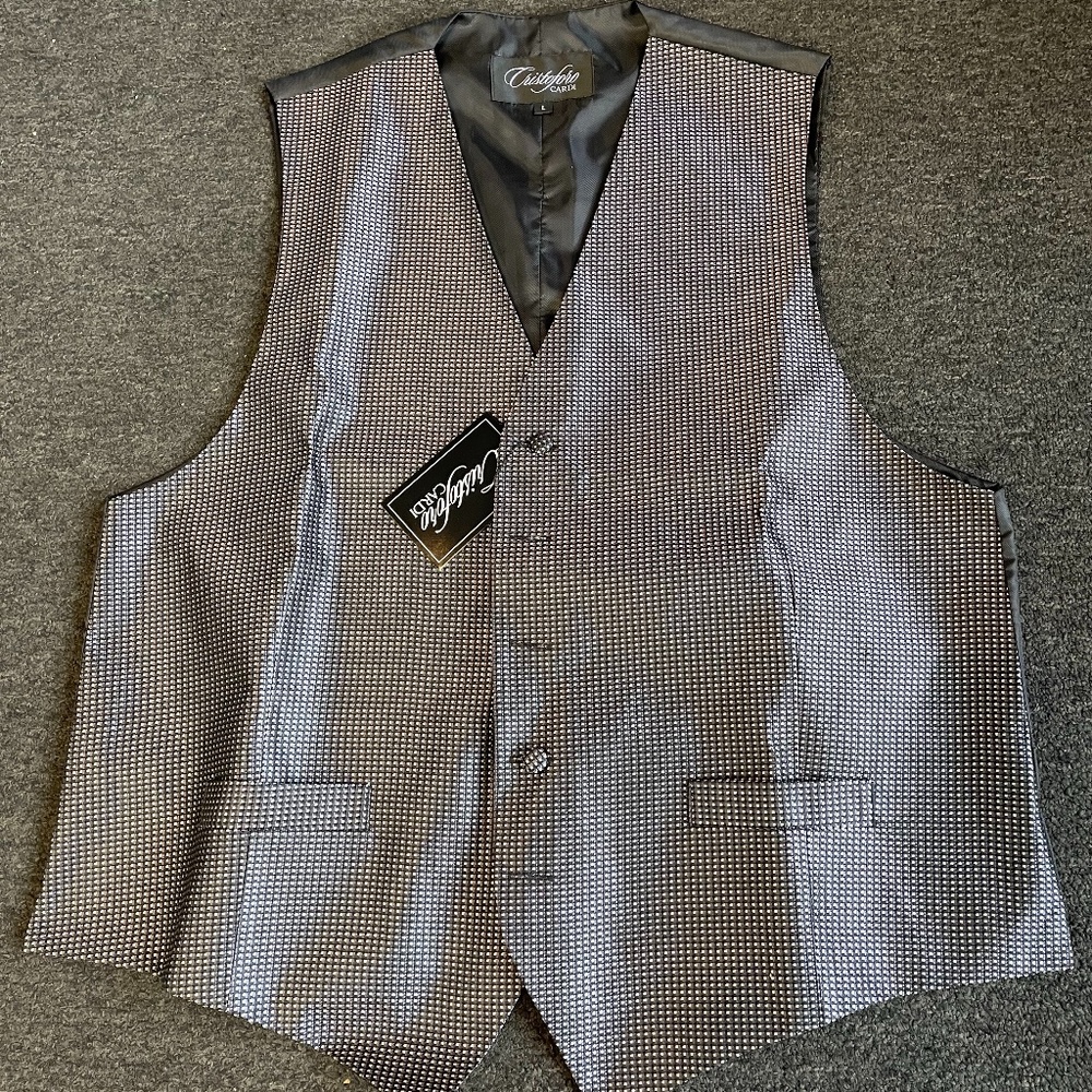 Cristoforo Cardi Charcoal Silk Weave Vest Large